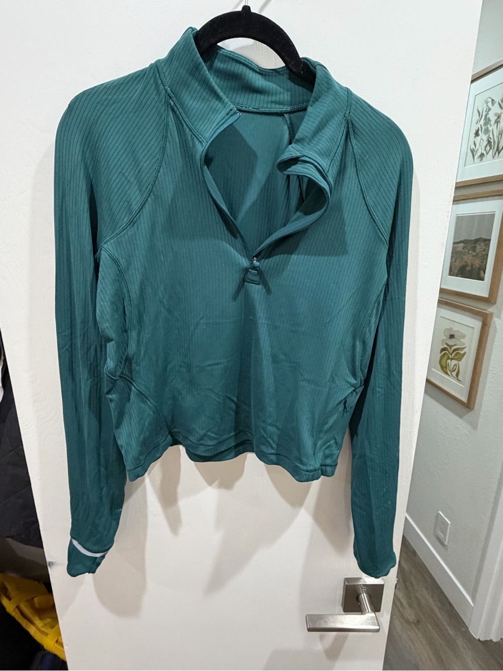 lululemon athletica Teal Ribbed Quarter-Zip Long Sleeve Top